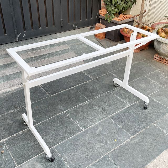 Chân bàn gấp gọn màu trắng có bánh xe CHB68047 Chân bàn gấp gọn màu trắng có bánh xe CHB68047