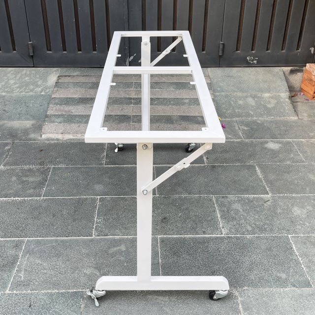 Chân bàn gấp gọn màu trắng có bánh xe CHB68047 Chân bàn gấp gọn màu trắng có bánh xe CHB68047