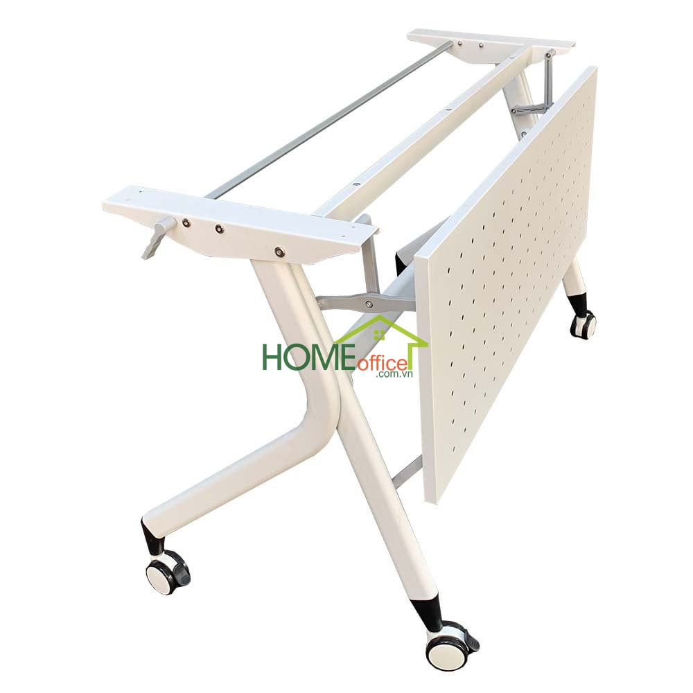 Chân bàn gấp gọn màu trắng có tấm chắn