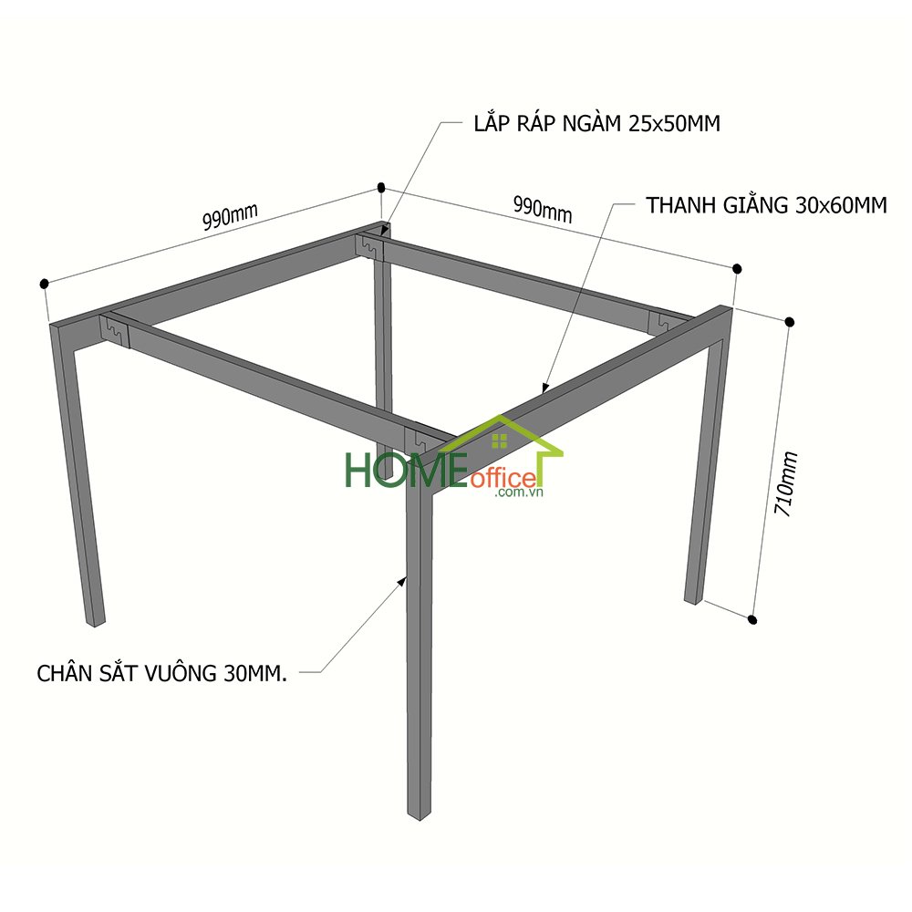 kích thước chân bàn sắt 1mm