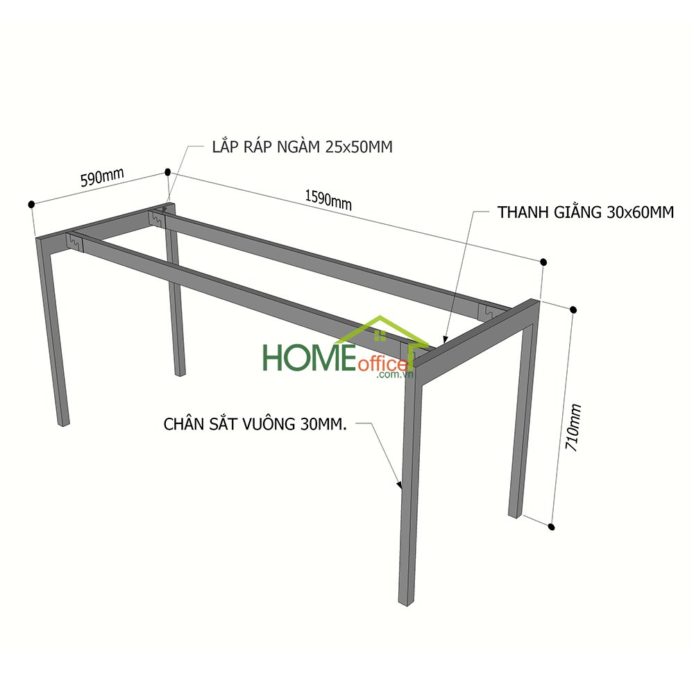 chân sắt lắp ráp cho bàn 1m6