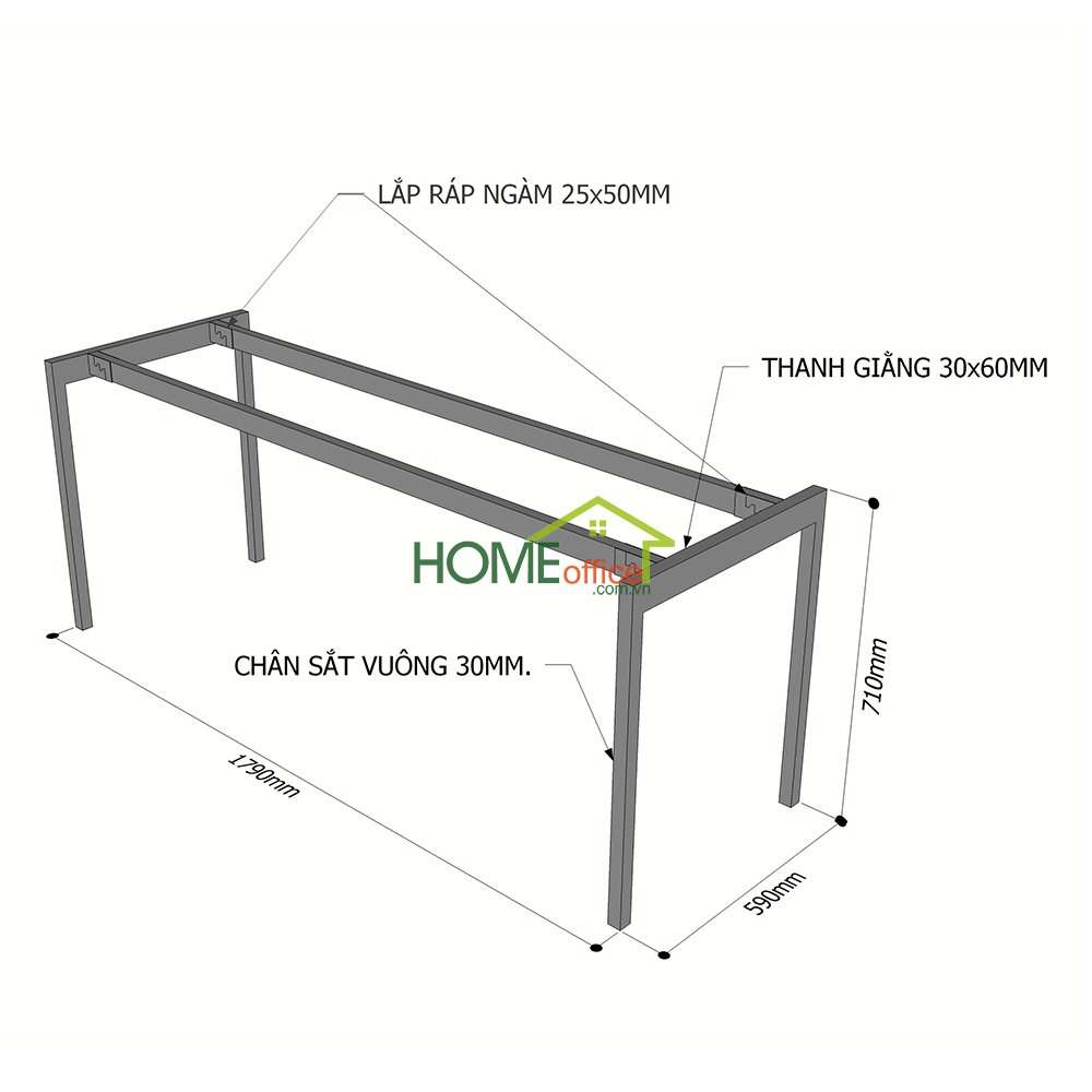 chân sắt lắp ráp cho bàn 1m8