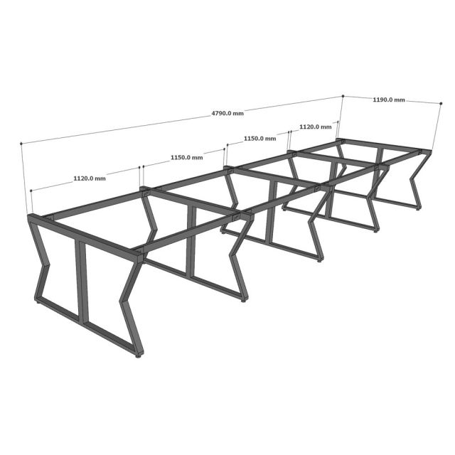 Chân sắt lắp ráp cho bàn cụm 8 chỗ ngồi sơn tĩnh điện HCRT031