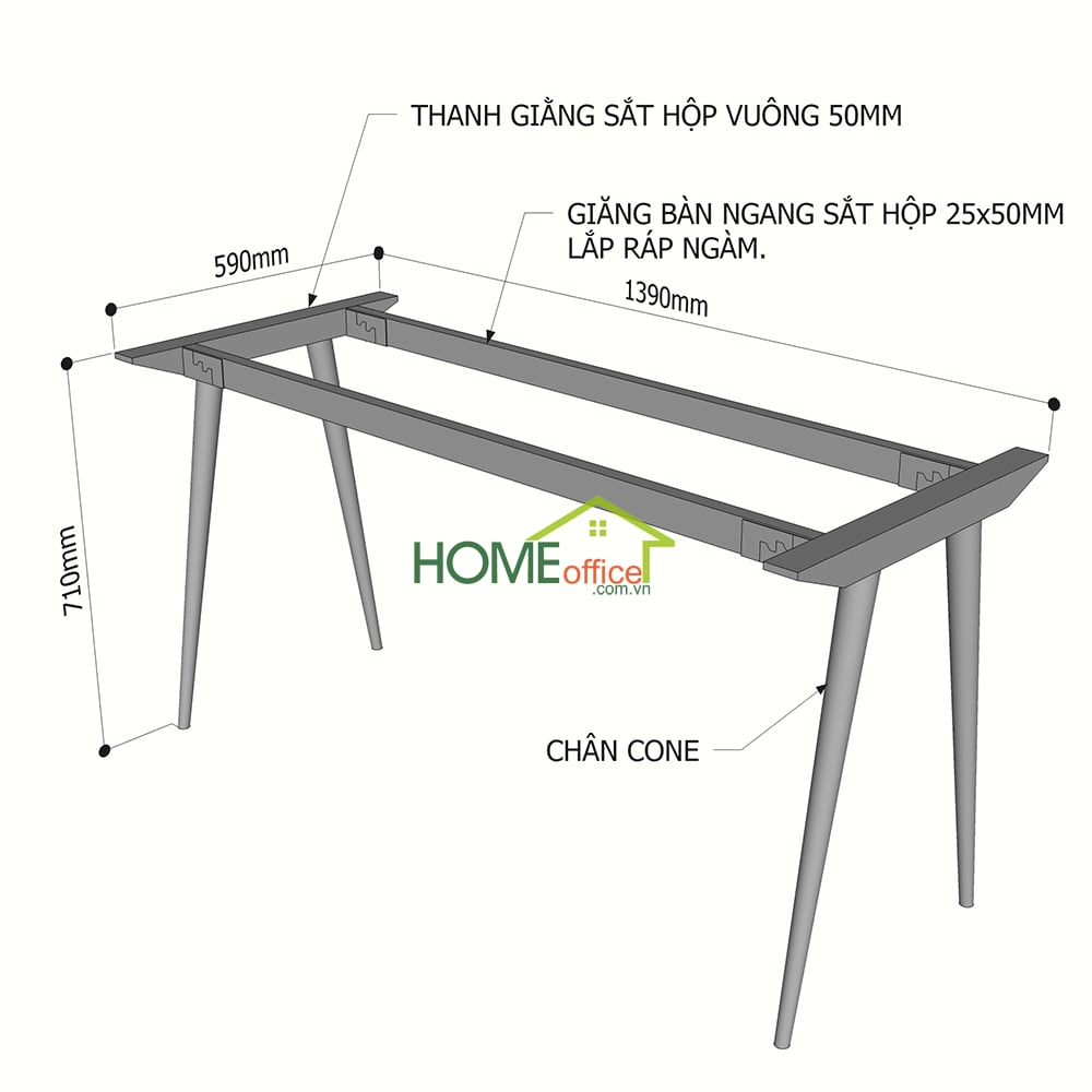 Chân sắt cho bàn 140x60c