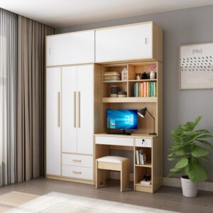 Tủ quần áo 3 cánh mở kèm bàn học gỗ công nghiệp TA-149