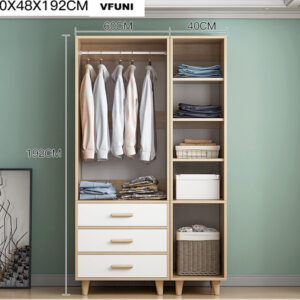 Tủ quần áo cánh mở kèm kệ trang trí gỗ công nghiệp TA-154