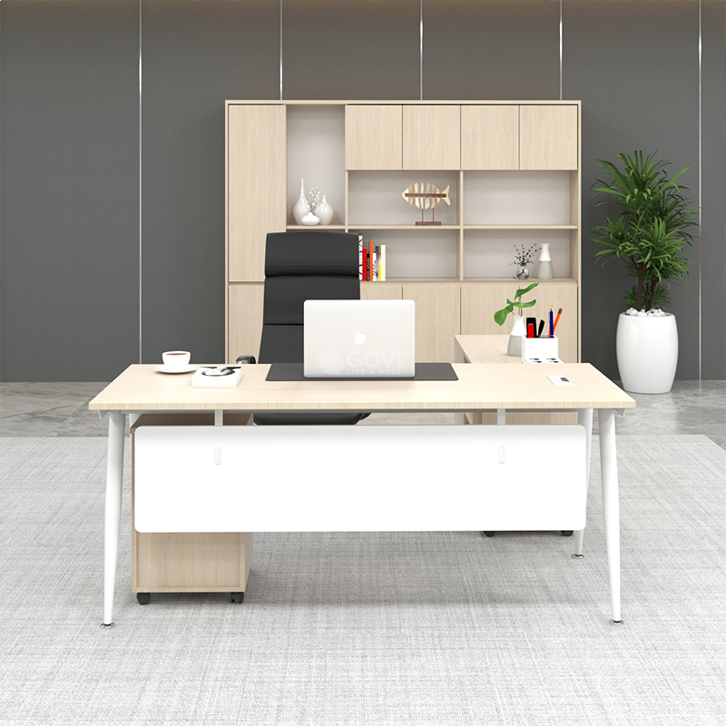 Bàn Văn Phòng Chân Côn Thiết Kế Tối Giản Có Tủ Phụ Cosi16-388T