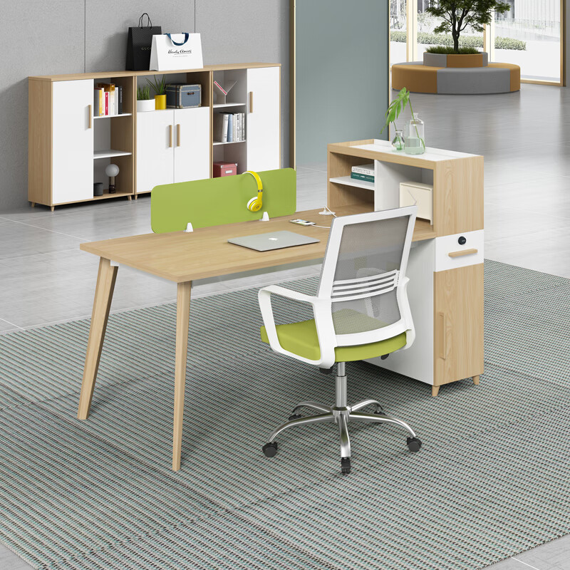 Cụm bàn làm việc 6 người kèm kệ decor CBTP-COSI6