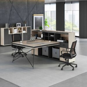 Cụm bàn làm việc 2 người chân sắt đan đẳng cấp