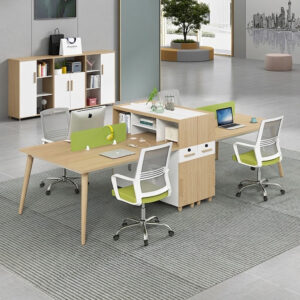 Bàn làm việc 4 người Cosi chân côn gỗ