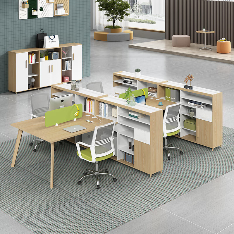 Cụm bàn làm việc 6 người kèm kệ decor CBTP-COSI6