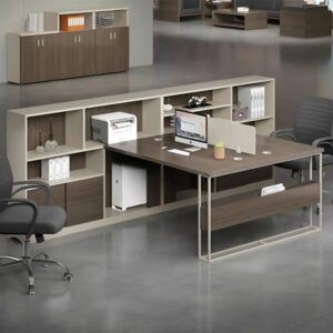 Bàn 2 chỗ ngồi làm việc kèm kệ tích hợp sang trọng