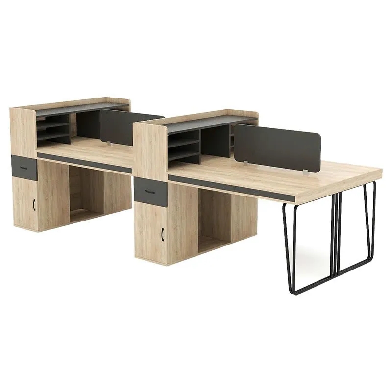 Cụm 4 người bàn làm việc phối màu xanh cho văn phòng trẻ