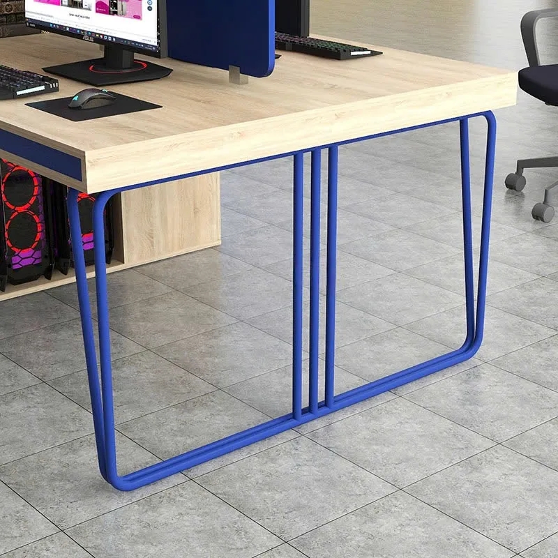 Cụm 4 người bàn làm việc phối màu xanh cho văn phòng trẻ