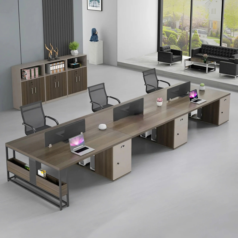 Bàn làm việc nhân viên nhóm 6 người đa tủ năng hiện đại