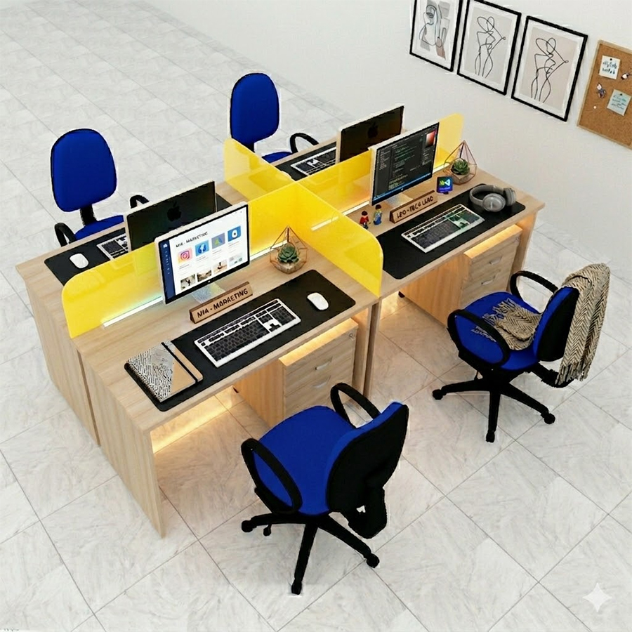 Bàn Nhóm 6 Chỗ Hiện Đại – Thiết Kế Phân Tách Không Gian