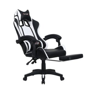 Ghế game có gác chân màu trắng đen