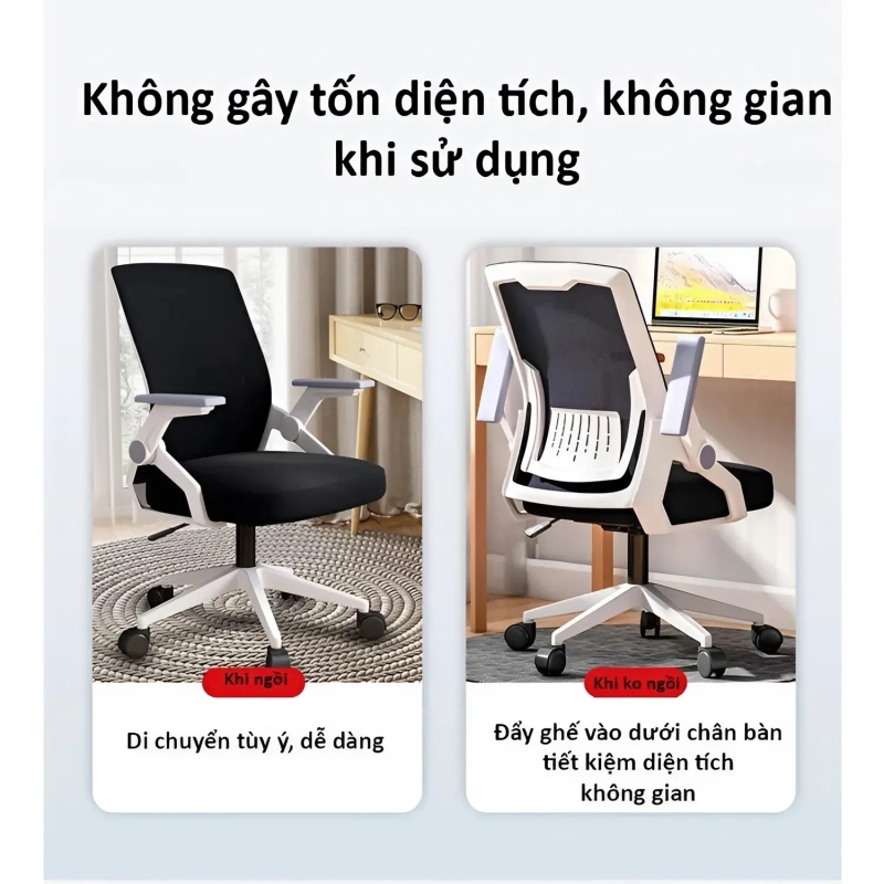 Ghế làm việc ergonomic lưng lưới, tay gập - CTH04