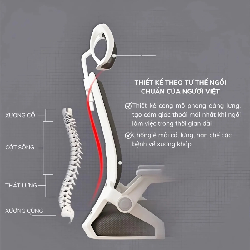Ghế làm việc ergonomic lưng lưới, tay gập - CTH04