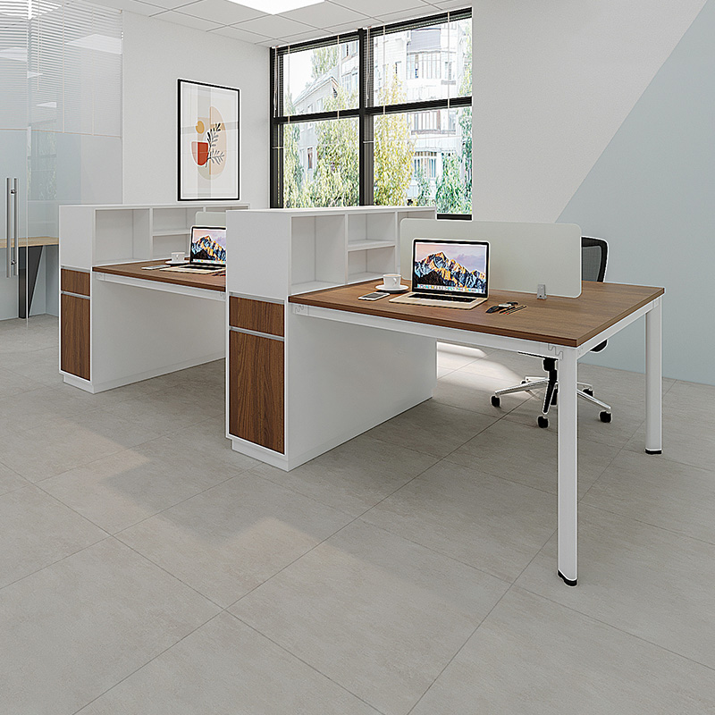 Bàn văn phòng 4 người liền kệ Oval