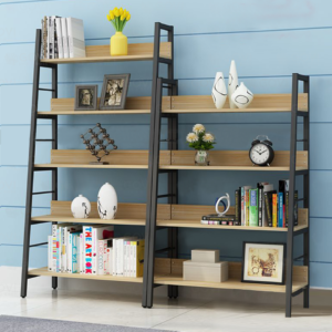 Kệ sách hình thang khung sắt gỗ KTT08-HT