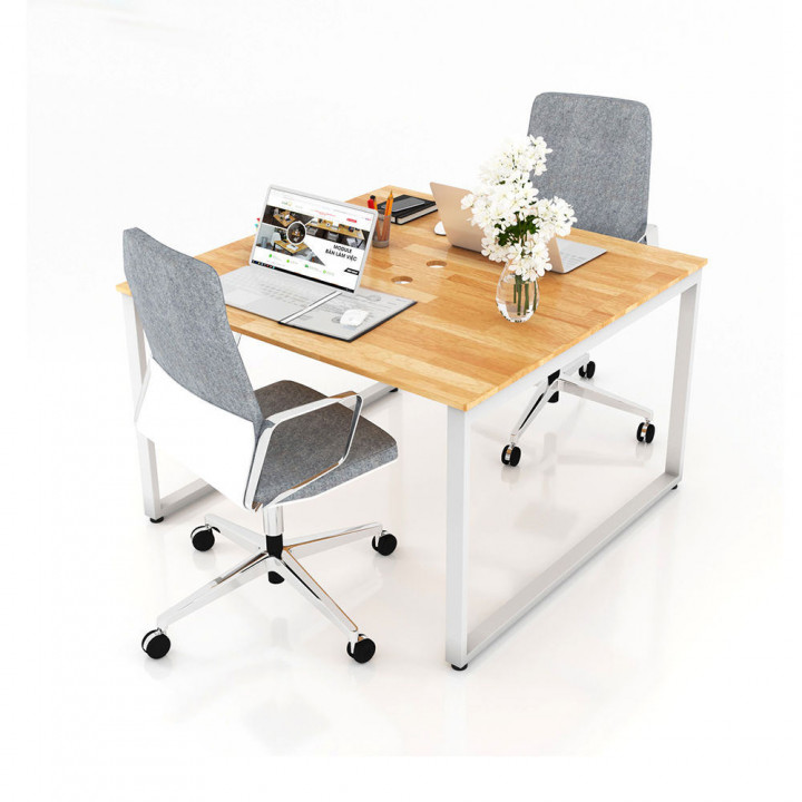 Chân bàn nhân viên 1400x1400mm sắt 25x50 lắp ráp ngàm