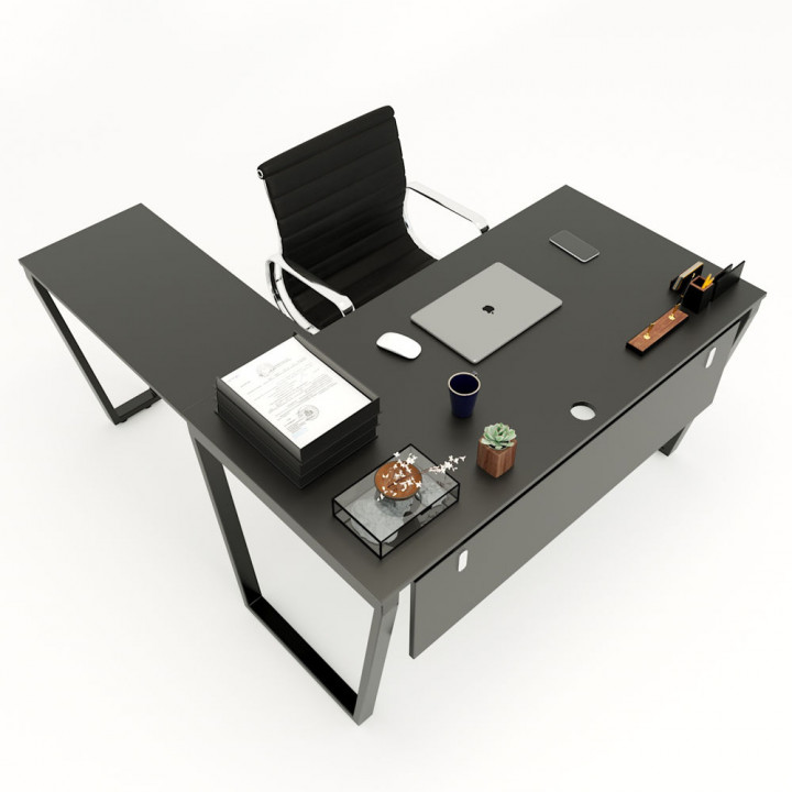 Chân bàn chữ L 150x140 hệ Trapez Concept lắp ráp